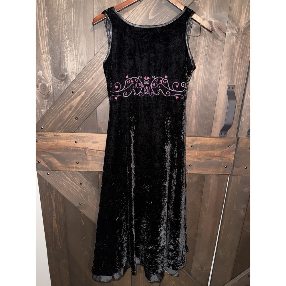 American Girl VTG Black Velvet Dress Sz 14 Starry Night Embroidered Not For Doll